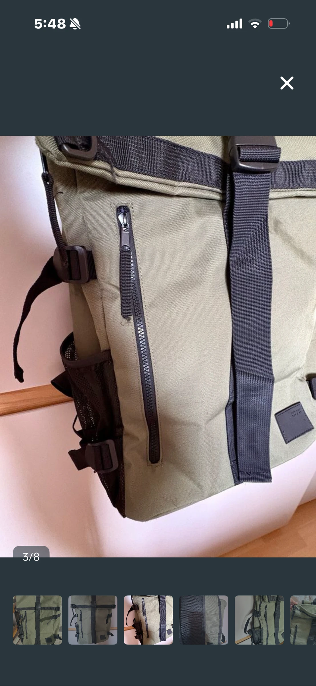 Green roll-top style backpack – photo 3